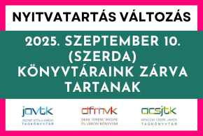 Szeptember 10-n knyvtrunk zrva tart
