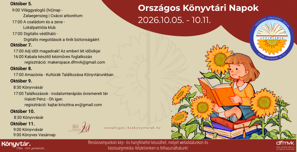 Orsz�gos K�nyvt�ri Napok 2026 a DFMVK-ban!